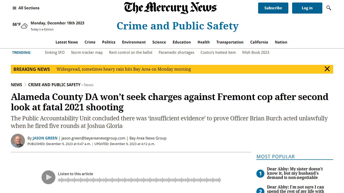 Alameda County DA won’t seek charges against Fremont cop after second ...